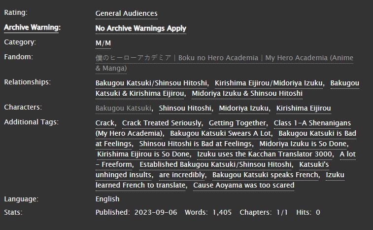 Have some crack :3 #bakugoukatsuki #shinsouhitoshi #MidoriyaIzuku #kirishimaeijirou
archiveofourown.org/works/49908619