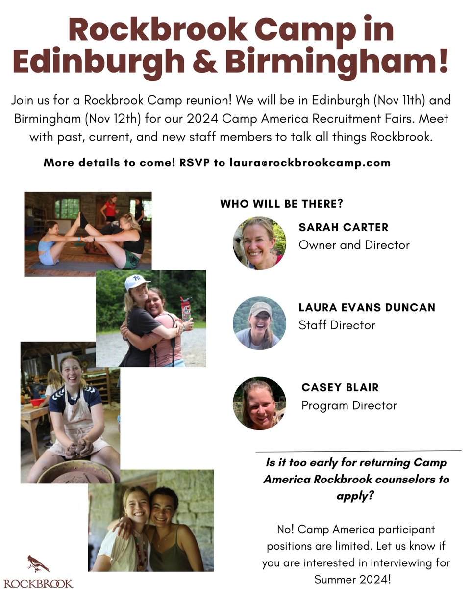 Rockbrook ✈ UK! Join us as we travel across the pond to meet with past, current, and new staff! Want to learn more about what it means to spend a summer in the heart of a wooded mountain? Reach out to laura@rockbrookcamp.com #campamerica  #projectrealjob #ilovecamp