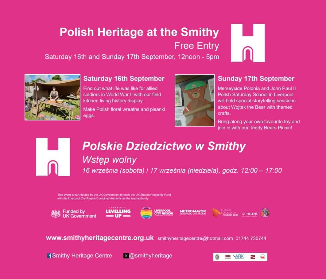 Celebrate Polish Heritage at the Smithy on Sat 16 &amp; Sun 17 Sept! Different things to do each day, free entry &amp; free crafts!
Find out what allied soldiers ate in our WWII field kitchen or take part in our Teddy Bears Picnic!
facebook.com/events/s/herit… #StHelens #HeritageOpenDays