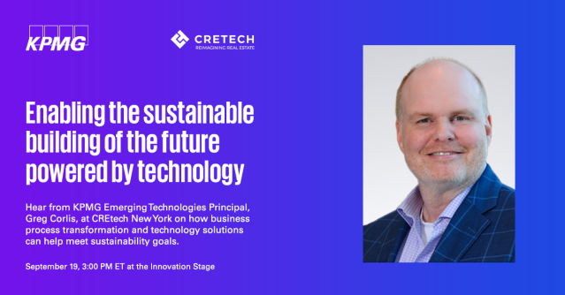 realrickarpin's tweet image. .@KPMG_US Advisory principal Greg Corlis will be presenting at #CREtechNewYork2023 with Johnson Controls on 9/19 at 3:00PM ET. #CREtech #sustainability #smartbuildings bit.ly/3RbE3z5