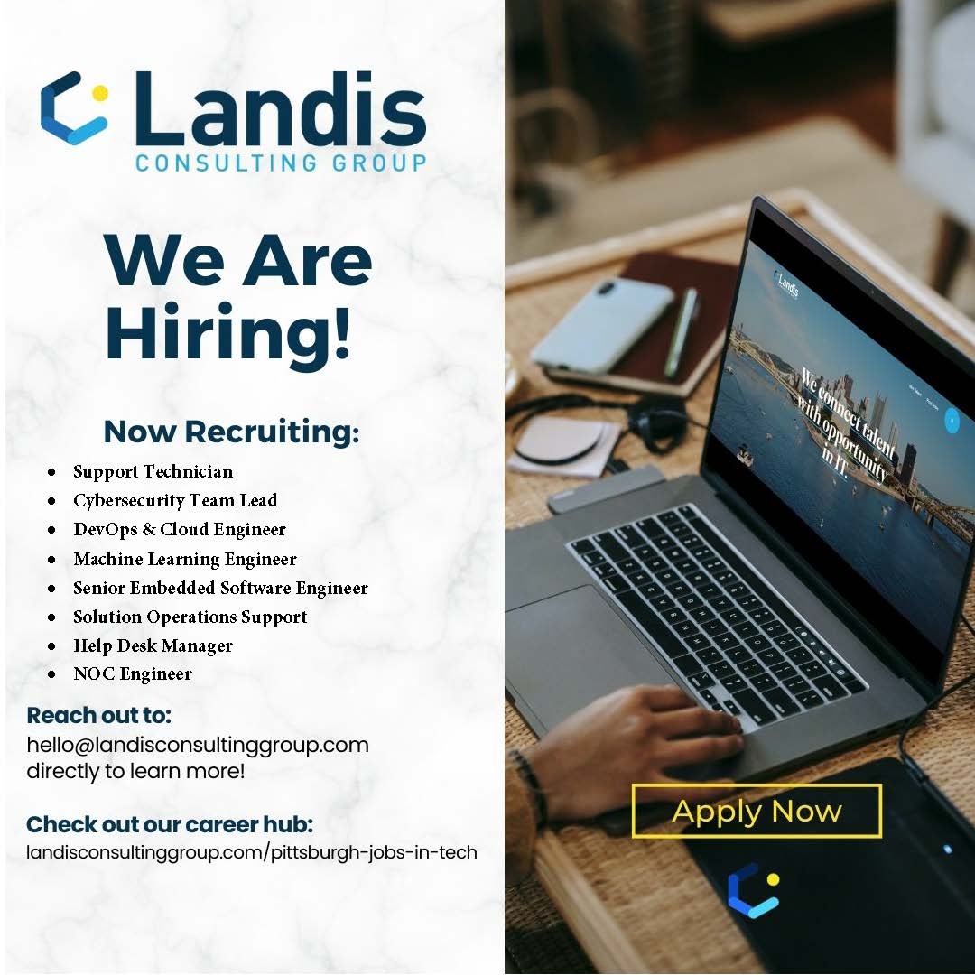 LandisCG's tweet photo. #nowhiring #remotework #remotejobs #devopsjobs #devopsengineer #cybersecurityjobs #cyberleadership #machinelearning #ai #softwareengineer #embeddedengineer #datajobs #nocengineer #hybridwork #pittsburghjobs #tech #techcommunity #techcareers #cloudengineer #arlingtonjobs #dcjobs https://t.co/JwqMwuDhsL