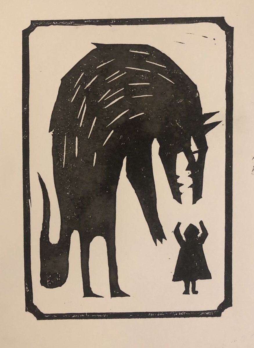 J'ai fait une lino très méchant loup........