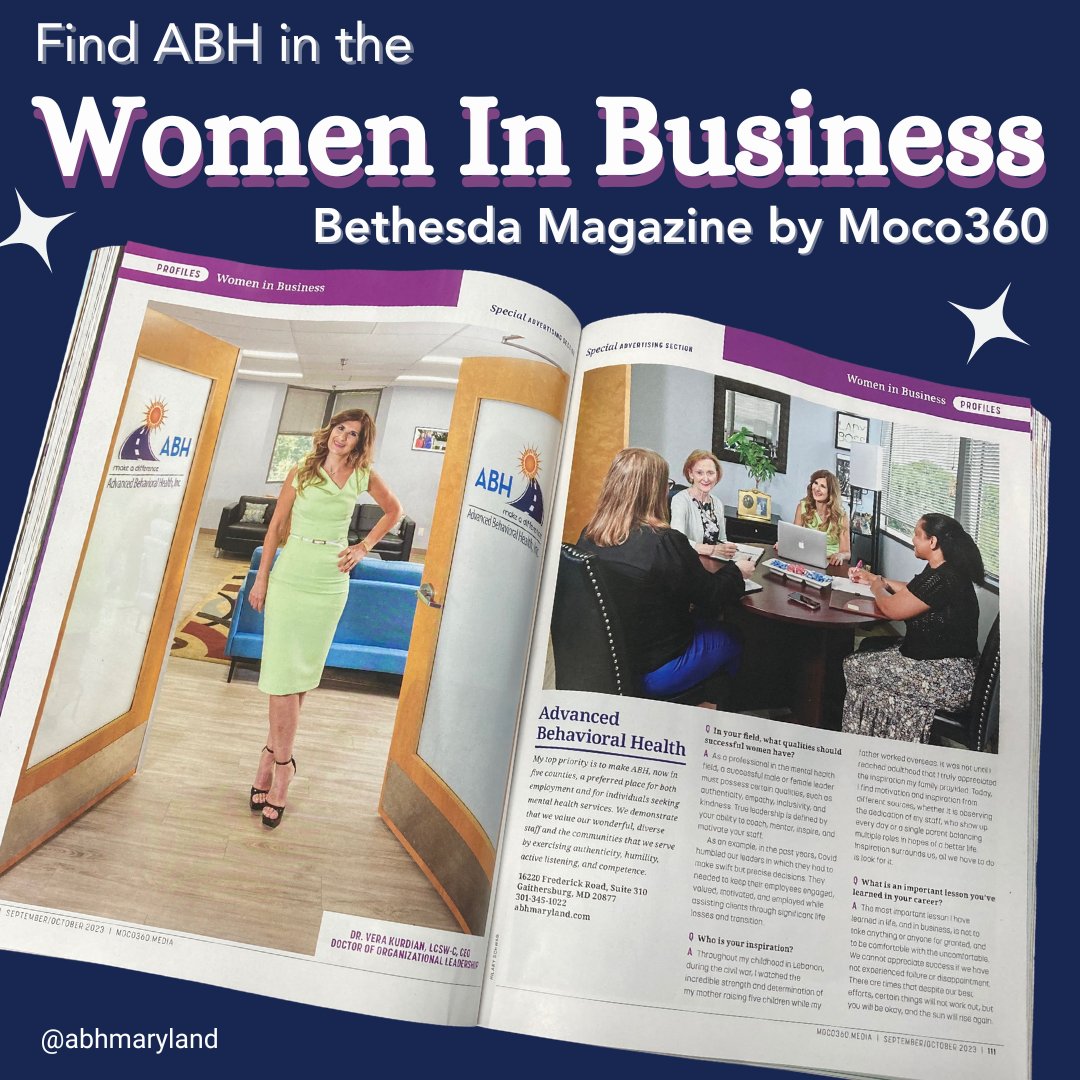 Thanks to @MoCo360Media for featuring ABH in their latest issue! Make sure to grab a copy and find our CEO, Vera Kurdian, in the Women in Business section. We are so happy we could be a part of the magazine.

#mocomaryland #montgomerymd #bethesdamd