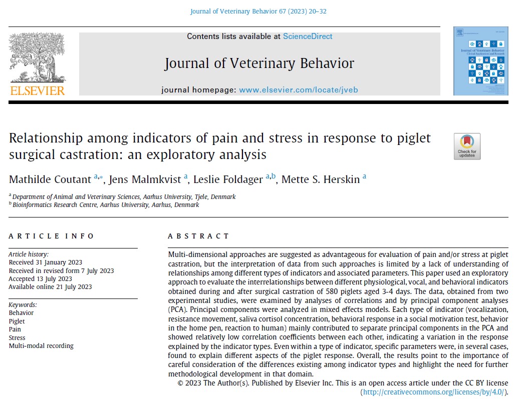 Mette S. Herskin (@herskinmette) on Twitter photo Congrats to <a href="/mathildecoutant/">Mathilde</a> - fourth and last paper from PhD thesis printed - a new way to explore relationships between animal based measures of pain and stress in piglets during castration: sciencedirect.com/science/articl… <a href="/jens_malmkvist/">Jens Malmkvist</a> <a href="/Husdyrforskning/">Institut for Husdyr- og Veterinærvidenskab, AU</a> Congrats to <a href="/mathildecoutant/">Mathilde</a> - fourth and last paper from PhD thesis printed - a new way to explore relationships between animal based measures of pain and stress in piglets during castration: sciencedirect.com/science/articl… <a href="/jens_malmkvist/">Jens Malmkvist</a> <a href="/Husdyrforskning/">Institut for Husdyr- og Veterinærvidenskab, AU</a>