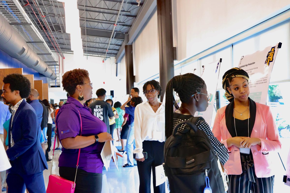 ncatcaes's tweet photo. During CAES's 12th annual Student Showcase of Excellence, 98 undergrad/graduate @ncatcaes students presented posters and discussed their latest internships, study abroad, research and overall summer highlights https://t.co/lgTr2pg1Hc