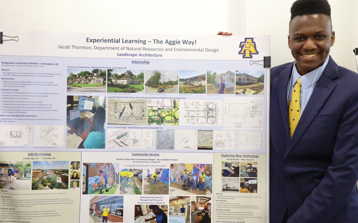 ncatcaes's tweet photo. During CAES's 12th annual Student Showcase of Excellence, 98 undergrad/graduate @ncatcaes students presented posters and discussed their latest internships, study abroad, research and overall summer highlights https://t.co/lgTr2pg1Hc