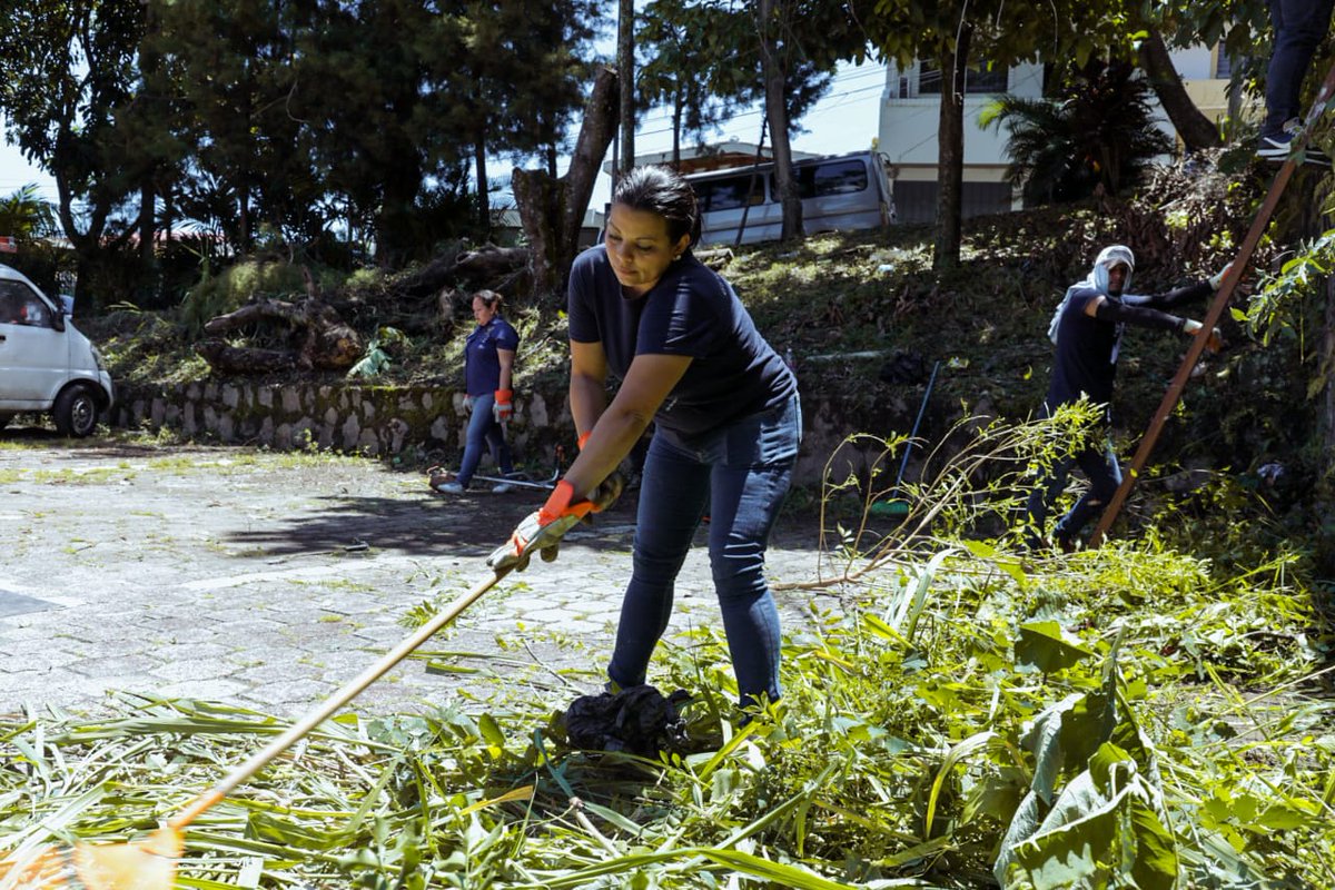 GobernacionSV's tweet photo. 🔵 Nuestros #GestoresTerritoriales realizan de manera preventiva poda y limpieza.

📍Calle Uno, Urbanización Lomas de Versalles, San Salvador.

#PlanInvierno2023 https://t.co/cVYdLKlQdp