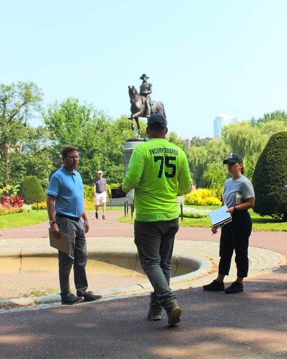 FOPG's tweet photo. #FriendsAtWork Director of Capital Projects & Parks Care Rebecca McKevitz spent the morning on-site with our contractors in the #PublicGarden as we prepare to launch our newest capital initiative - the Child Fountain Restoration Project. https://t.co/xf5lXKyqLL