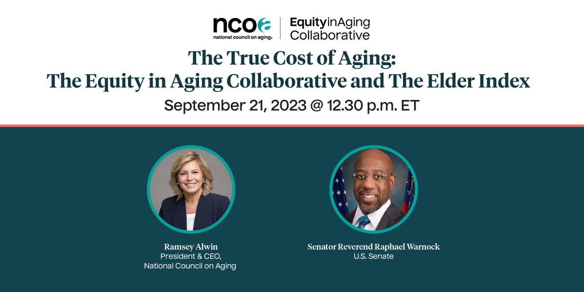 NCOAging's tweet photo. (3/3) 📅 Join us and @SenatorWarnock on Sept. 21 at 12:30 p.m. ET to learn how we and our partners are working to modernize programs that support #EquitableAging.
Register for our virtual Hill Briefing.👇 https://t.co/dowV7Mpsnz
