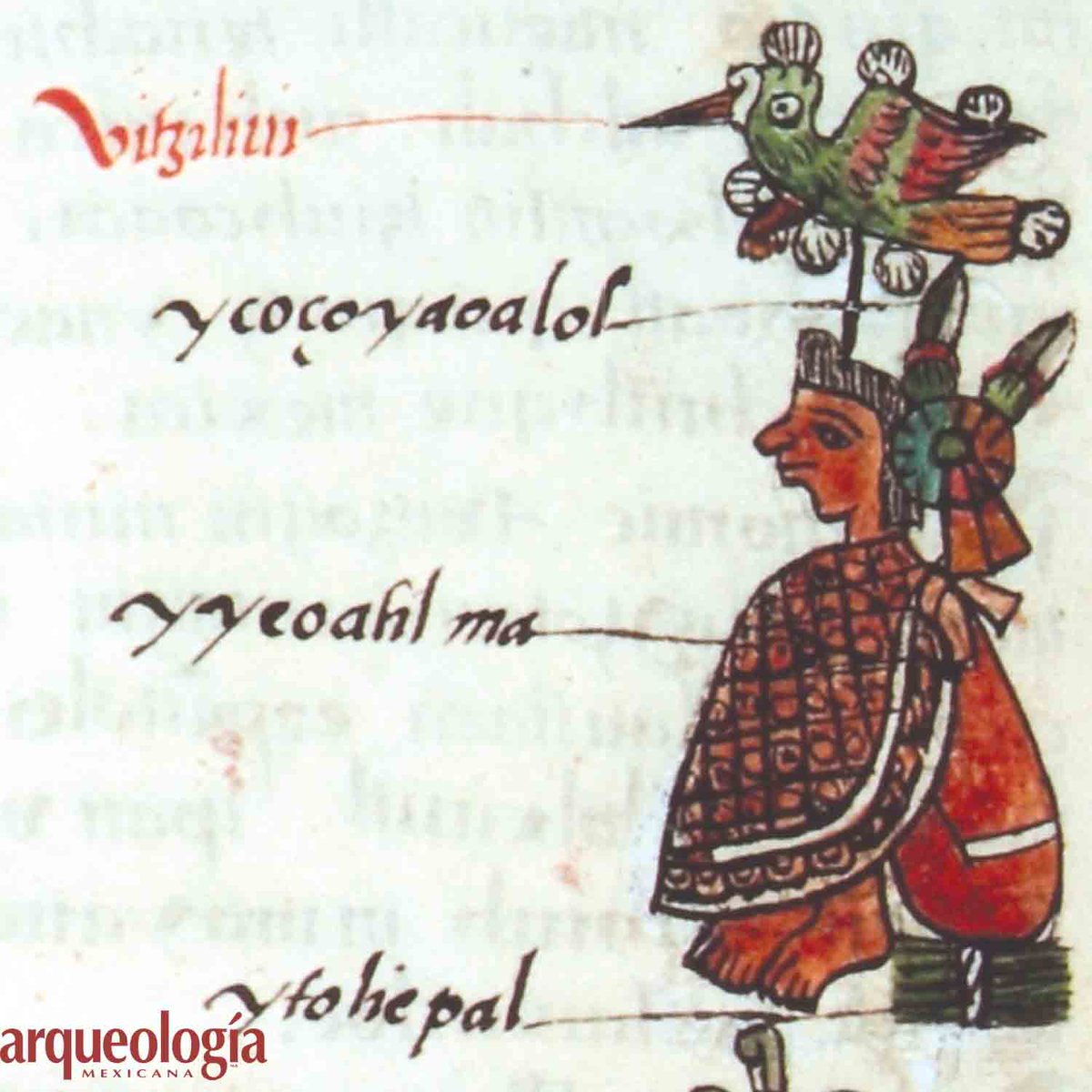 Huitzilíhuitl o “pluma de colibrí”. Fue el segundo tlatoani mexica. Gobernó de 1396 a 1417. Su glifo está formado por el cuerpo, o la cabeza, de un colibrí, con representaciones de plumas sobre él. Posiblemente nacido a mediados de la década de 1370, fue hijo de Acamapichtli.