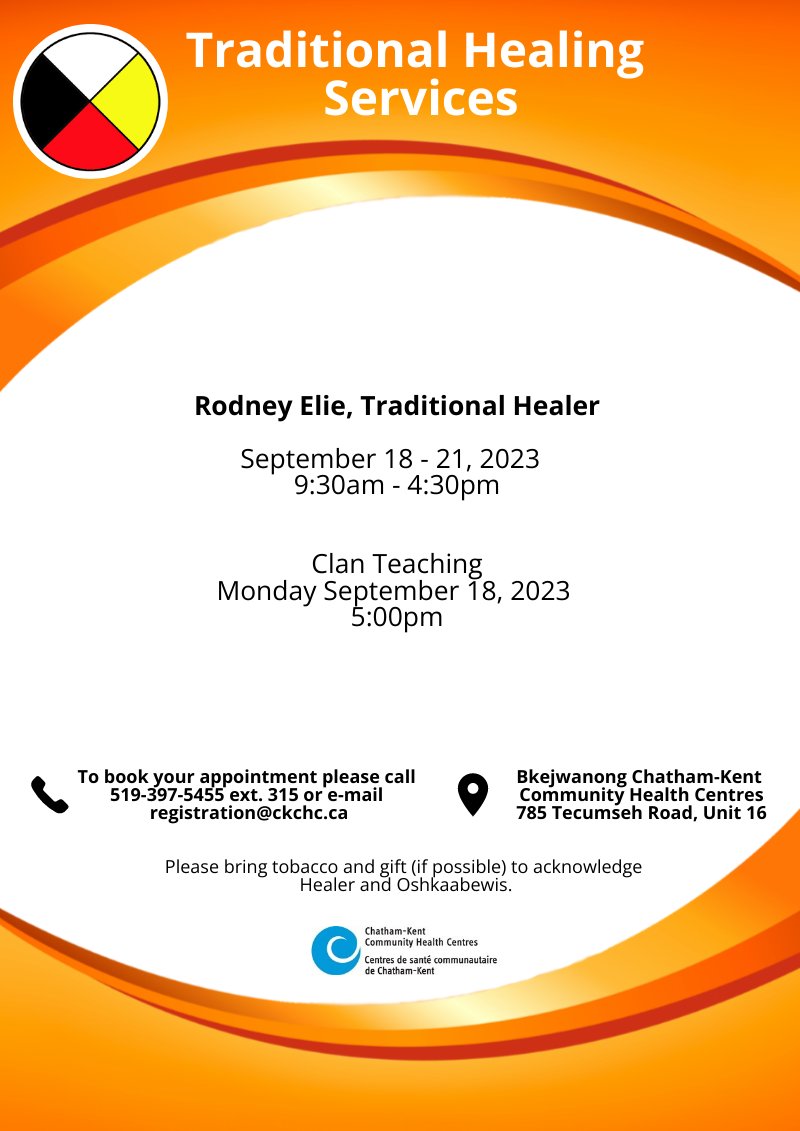 Check out our upcoming Traditional Healing Services! #ckont