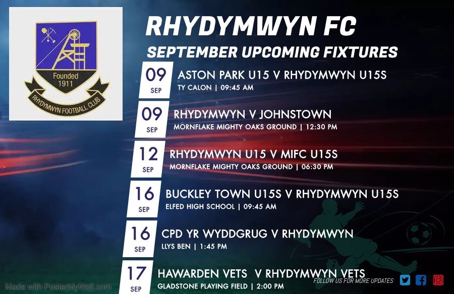 ⚠️UPCOMING FIXTURES⚠️

#uptherhyd #NorthWalesSocial