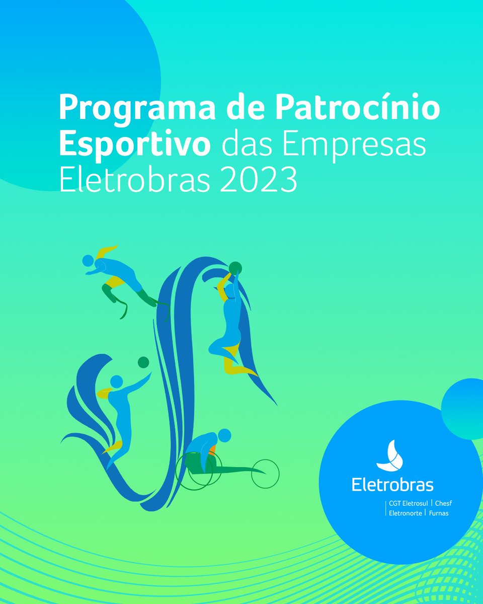 Lançamos hoje o Programa de Patrocínio Esportivo das Empresas #Eletrobras 2023. Serão investidos até R$ 16 milhões em todas as modalidades esportivas, incluindo projetos desportivos e paradesportivos. Inscrições até 22/09. Confira o edital em eletrobras.com/editalesportivo