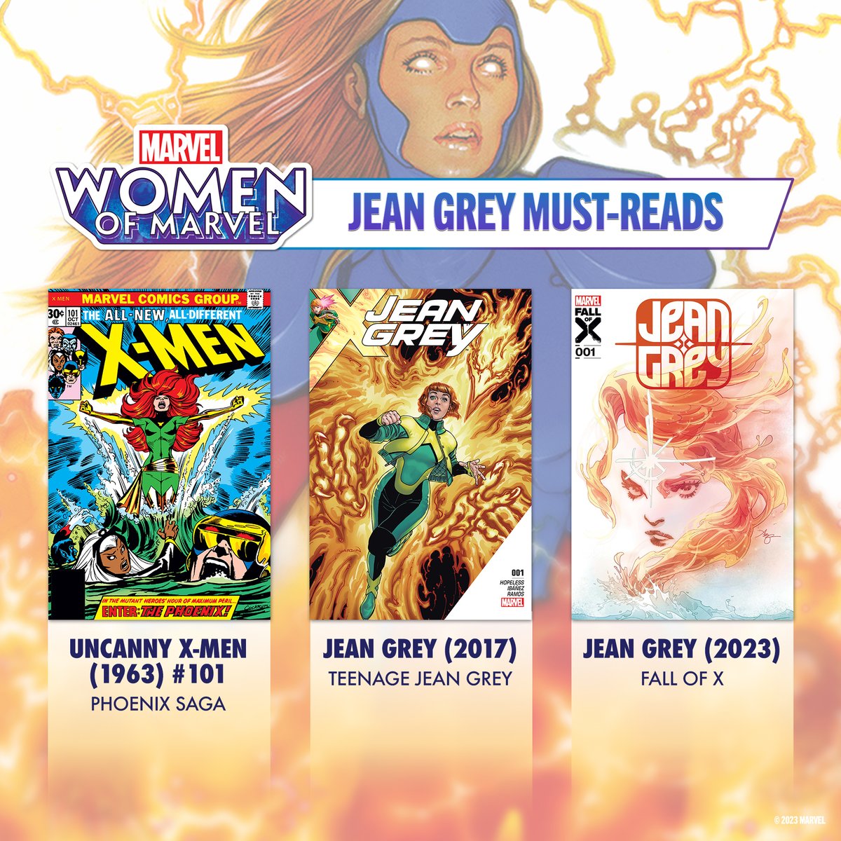 The new #WomenOfMarvel podcast season is off to a fiery start with an episode all about Jean Grey! Brush up on a few of the mutant’s must-read #MarvelComics and dive into her powers, history, and more on the podcast episode. 🎧 Listen now: marvel.com/womenofmarvel