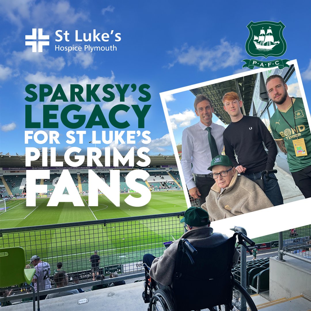 #Sparksy's lasting legacy for <a href="/plymouthargyle/">Plymouth Argyle FC</a> fans receiving care from St Luke's.

Head to our blog to read about the new gifted ticket initiative set up in memory of #GordonSparks &amp; kindly sponsored by <a href="/PLGConsultants/">PLG Consultants</a>.

bit.ly/45GlKXm

<a href="/hospiceuk/">Hospice UK</a> <a href="/SimonHallett/">Simon Hallett 💚</a> <a href="/Argyle/">Plymouth Argyle FC</a>