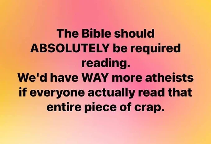PDom2345's tweet photo. To thinking #iglesianicristo members-Can you trust a book that promotes slavery, mass murder, misogyny, rape, incest, child abuse, animal &amp; human sacrifice? Know why INC ministers discourage you from reading this book? Do they always say just obey &amp; never question? https://t.co/15oujCiMD1