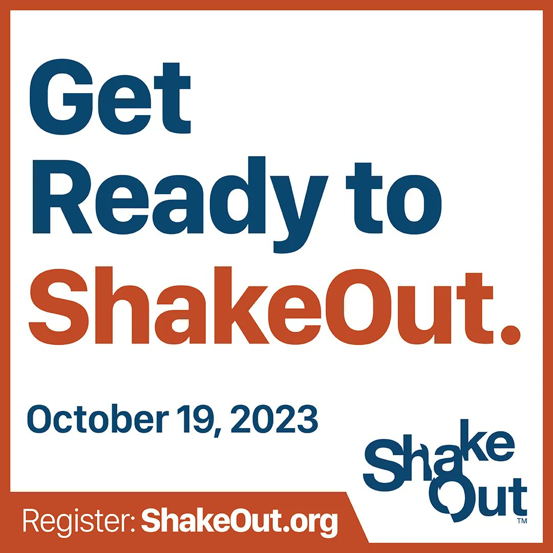 The date is getting closer! ShakeOut 2023 on October 19th, 10:19 AM is your chance to practice earthquake preparedness with millions worldwide. Don't miss this opportunity. Register now at ShakeOut.org/register. #ShakeOut #EarthquakeSafety #Preparedness