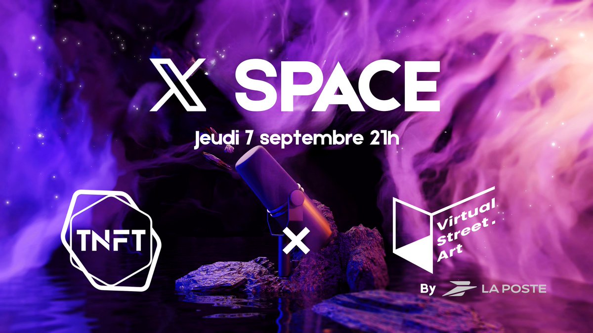 TNFT_Labs's tweet photo. 🚨 X Space 🚨

Nous sommes fiers de recevoir @JohnAttendtrop &amp; @VirginieBnnr qui viendront nous parler de @NFT_VSA par @GroupeLaPoste.

RDV Jeudi 7 septembre 21h 🫡 https://t.co/k4TRY1ZLTK
