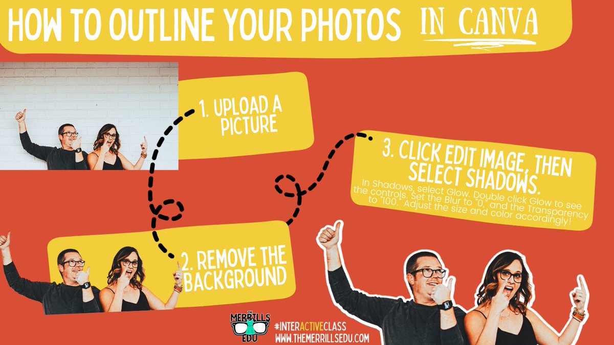 ✨ How to Outline Your Photos in @canva! ✨ 📸 Upload a photo 🖼️ Remove the background 👍 Click edit image, then select shadows! @CanvaEdu #Canva #CanvaLove #interACTIVEclass #TeacherTwitter #TeachersOfTwitter #EdTech