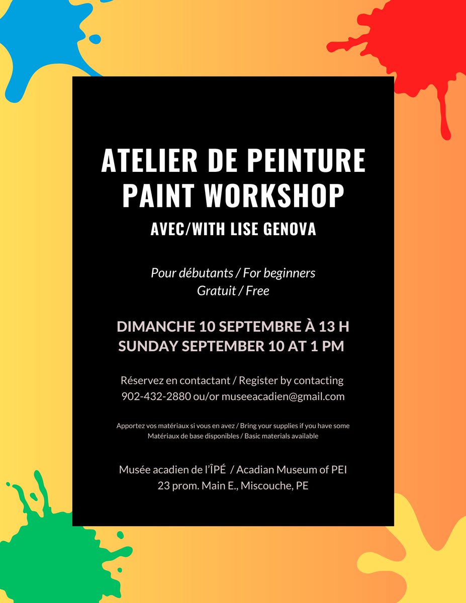 Museeacadienipe's tweet photo. SVP réserver d'ici vendredi. Limite de 10 participants!
Please reserve by Friday. Limited to 10 participants! https://t.co/SWPqp7q7V5
