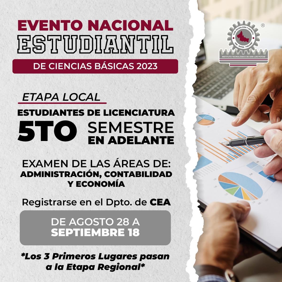 🎗🖋📗¿TE GUSTAN LOS RETOS ACADÉMICOS? 📗🖋🎗

Pon a prueba tus conocimientos en las áreas de Administración, Contabilidad y Economía en el  Evento Nacional Estudiantil de Ciencias Básicas.