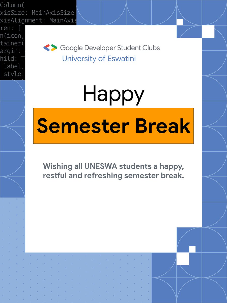 GDSCUNESWA's tweet photo. To all UNESWA students 😊..happy refreshing. https://t.co/lB4iv75zmN