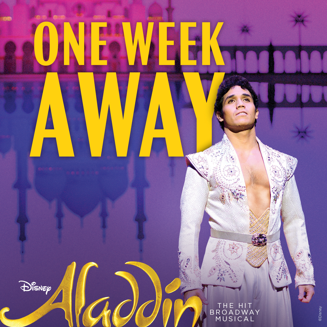 broadwayinhwood's tweet image. Just ONE WEEK until Disney's @aladdin is making magic in Hollywood! Get your tickets at broadwayinhollywood.com/aladdin Best availability is weeknights at 7:30pm! #Disney #aladdin #magiclamp #hollywood