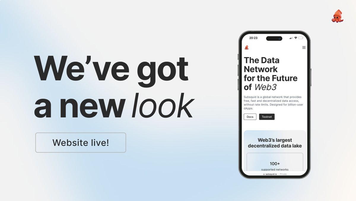 Our incentivized testnet is coming soon, so we thought it was time to make a change!

Subsquid has a new website: subsquid.io

What do you think of the new look? 👀