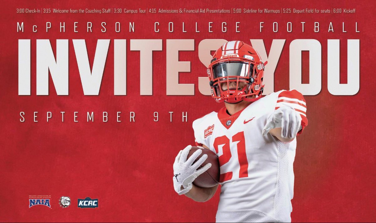 Thank you <a href="/MACBulldogsFB/">McPherson Football</a> for the game day invite!