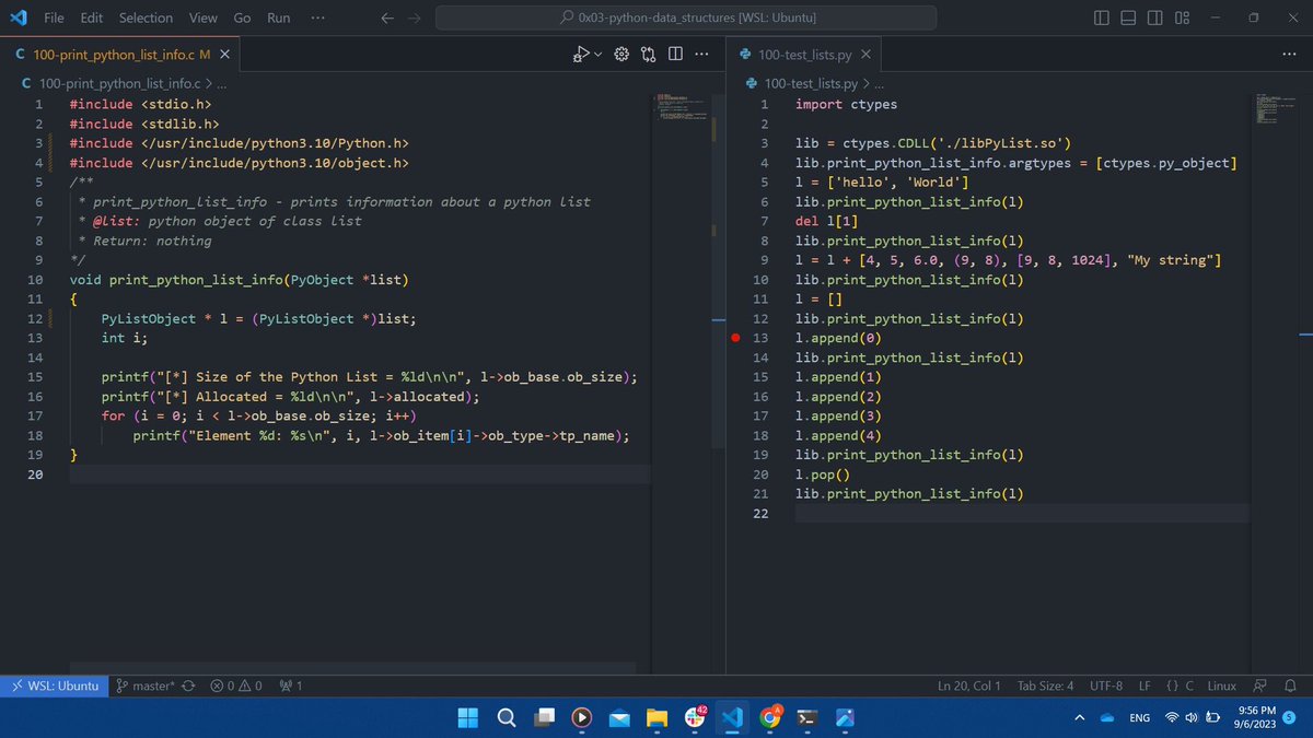 _aya_ragab_sw's tweet image. 🚀 Day 21 of #100daysofcode

[+] Deep dive into CPython! Started with a video on Python lists by @julienbarbier42 . Explored Object.h &amp;amp; docs, enabling my first pyobjects program, printing list data. Major progress in my Python journey! #Python #CPython