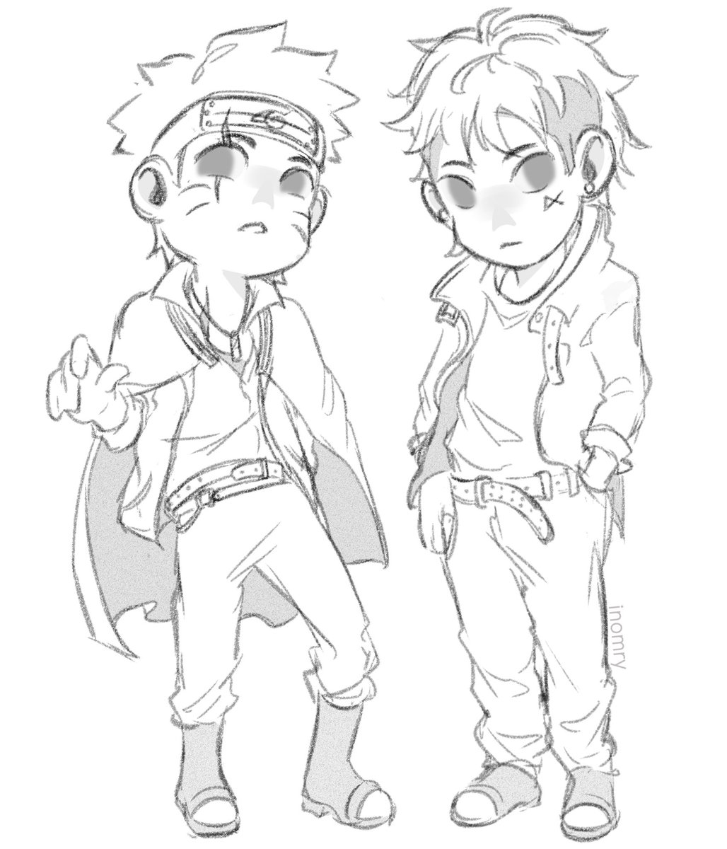 Smol Kawaki and Boruto #twobluevortex #anime #fanart #borutotimeskip