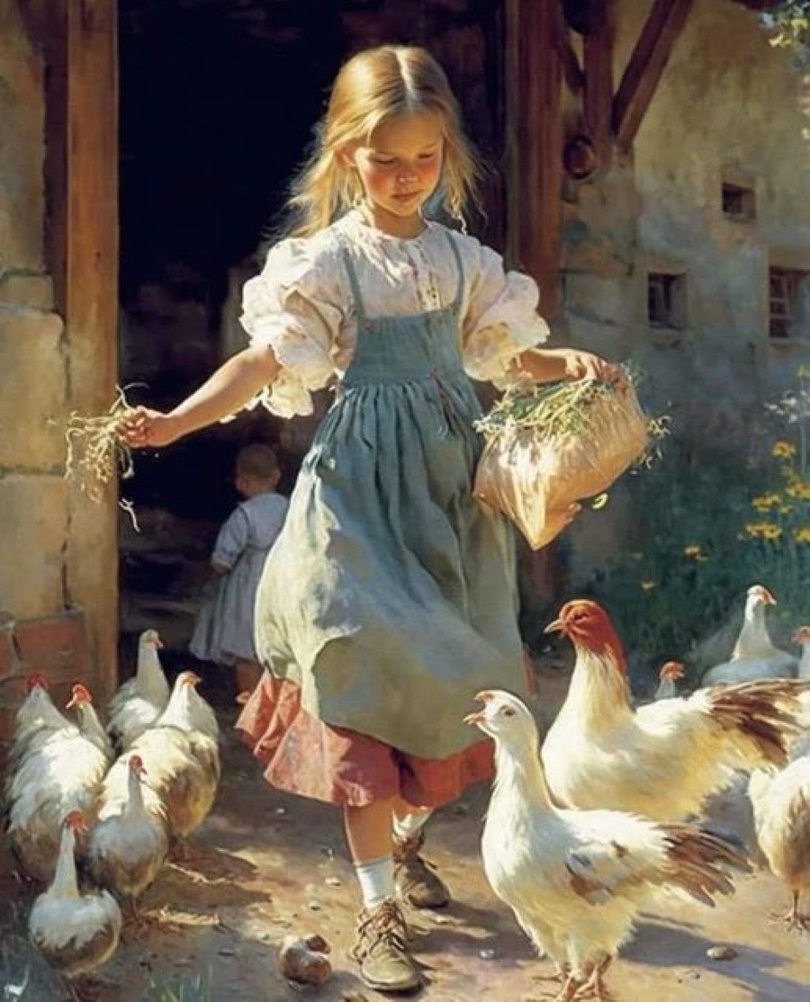 #digitalpainting #portraitphotography 
#girl #cottage #birds #painting #art