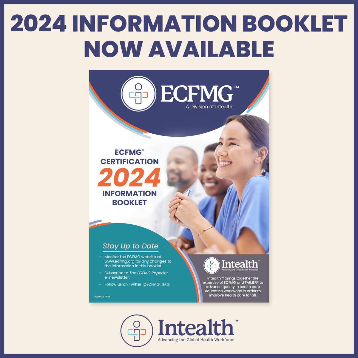 ECFMG_IMG's tweet photo. ICYMI: The 2024 Information Booklet on #ECFMGCertification and the 2024 USMLE application materials for IMGs are now available on the ECFMG website. Not sure what this means? Read more: https://t.co/UYgubwIAxV https://t.co/vAaMBsKfnQ