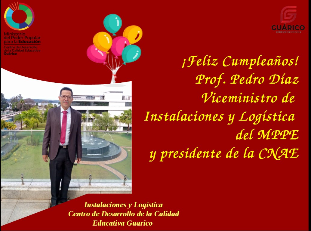 Saludos al Viceministro de Instalaciones y Logística del MPPE, Prof. Pedro Díaz por su cumpleaños, ¡Muchas felicidades! 

#EmprendeEnVenezuela