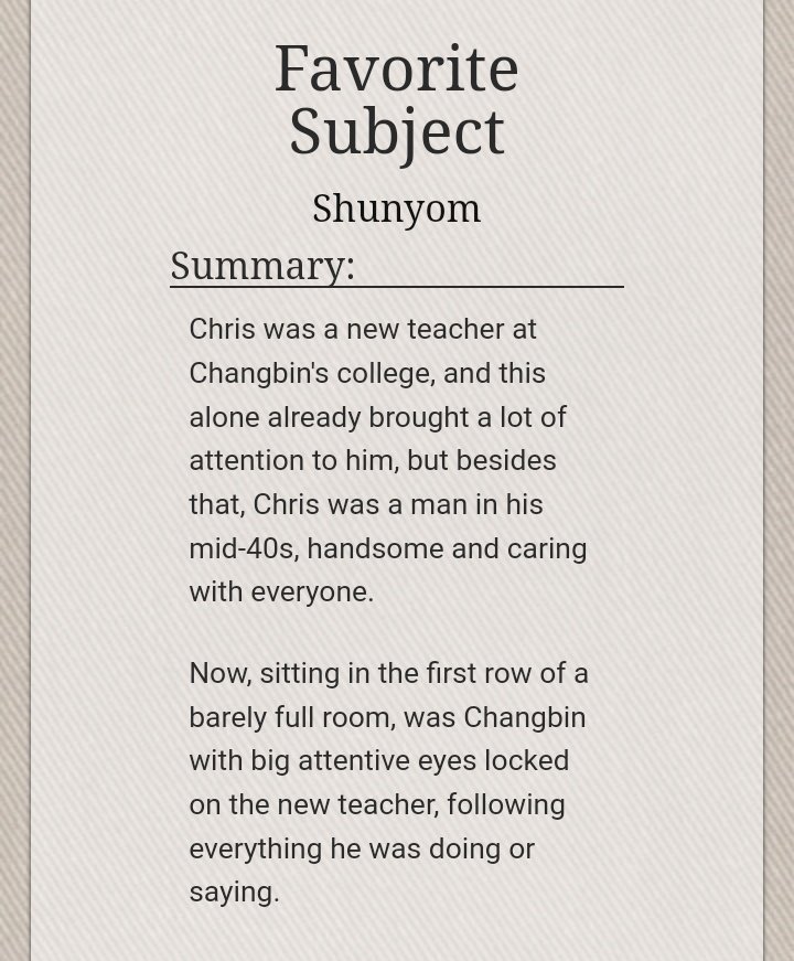 SVINSMNH0's tweet photo. FAVOURITE SUBJECT
× 2.2k words
× age gap - teacher x student - daddy issues 
× https://t.co/bZ8puFfYhE https://t.co/DZcyj0D6Z5