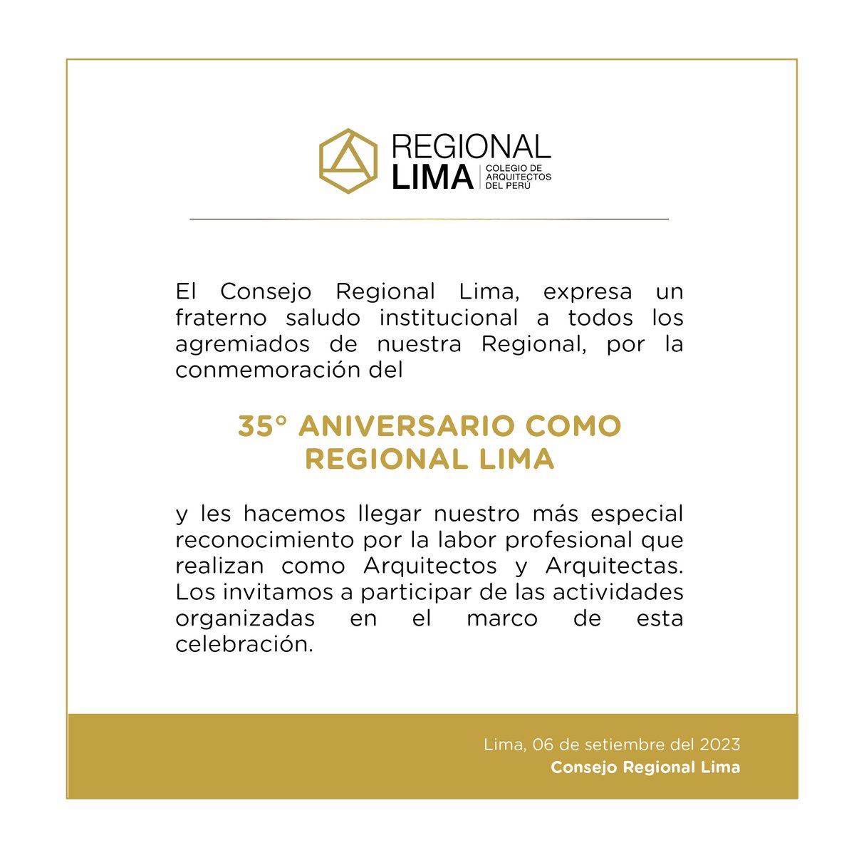 RedCapLima's tweet photo. Saludo por el 35° Aniversario CAP Regional Lima https://t.co/ZGztRE3XOL