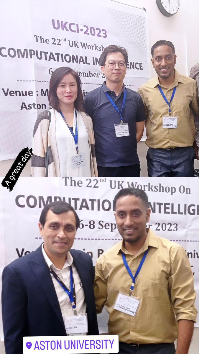 sanjaydutta_'s tweet photo. UKCI 2023 Conference at Aston University, UK 🇬🇧
#UKCI #MachineLearning #MLConf #AIConference #DataScience #DeepLearning #NeuralNetworks #AIResearch #MLResearch #MLSummit #AIDevOps #AIInnovation #AIethics #AIforGood #AIApplications #MLCommunity #AIWorkshop #MLWorkshop https://t.co/0r8G5rUSl0