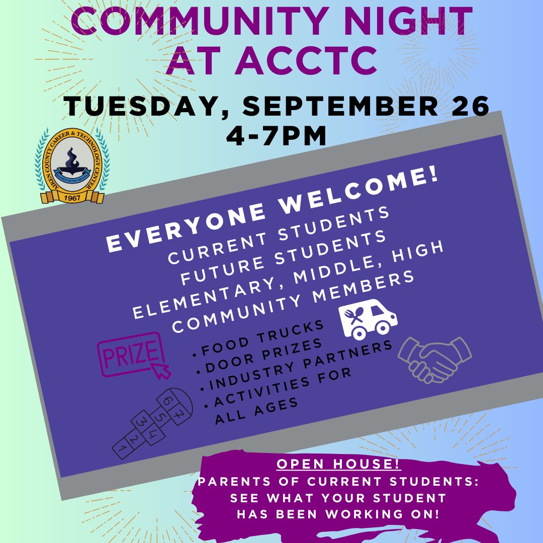 Community Night is rescheduled for Tuesday, September 26 from 4-7pm.
Come visit us!