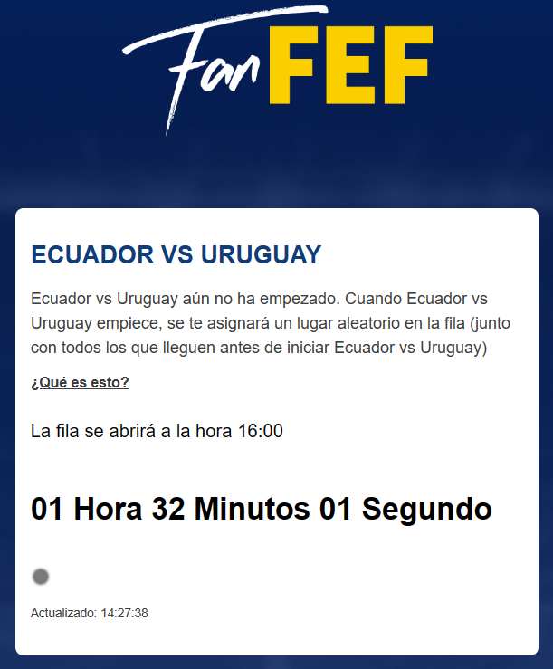 explrecuador's tweet photo. @FEFecuador Compré mi membresía. No pude comprar mi entrada porque la página no acepta pagos para entradas. Ahora, tengo que esperar para comprar. Cuál es el beneficio de una membresía? #fandelaseleccionnodelafederacion https://t.co/GMgNzjwlAM
