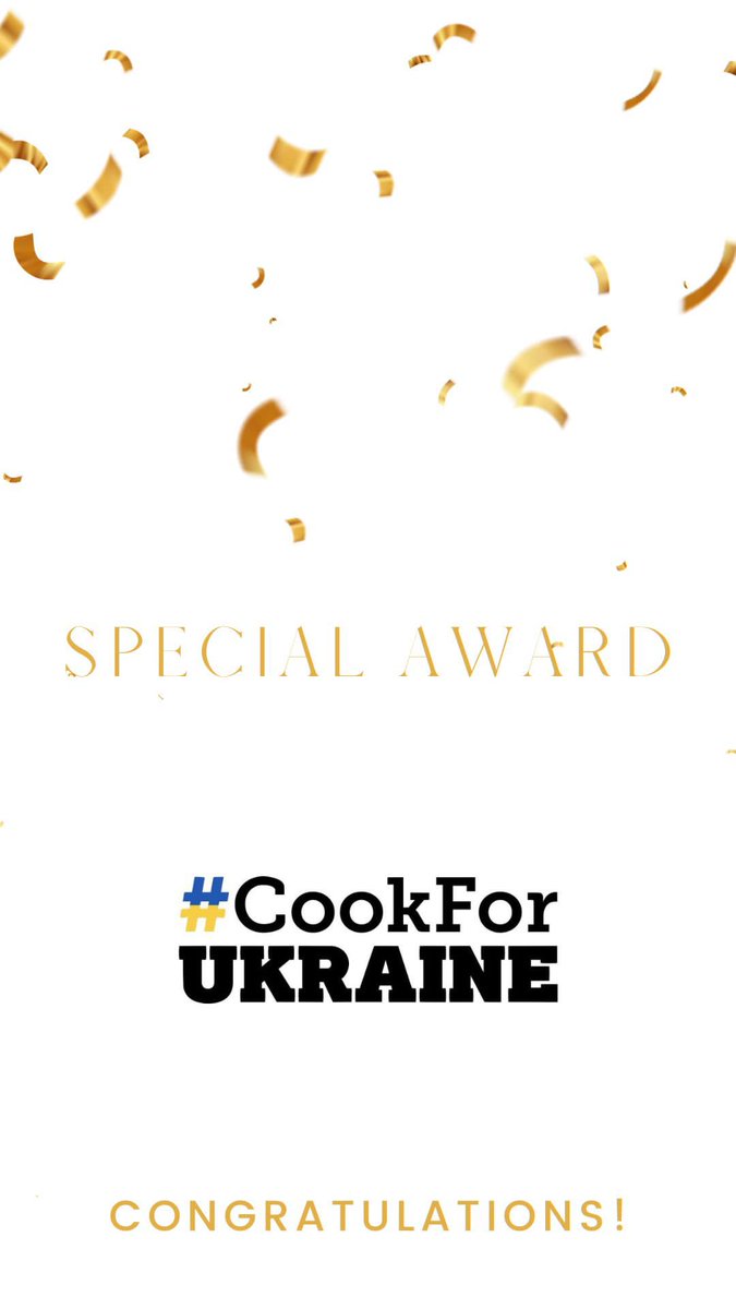 And the special award, presented by Delia Smith and accepted by @Olia_Hercules goes to Cook for Ukraine!