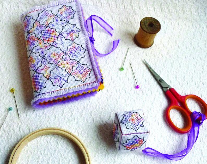 PawsNorth's tweet photo. My most popular pattern is this handy Blackwork Mosaic Needle Book &amp; Scissor Fob.  PDF Pattern -  StormsStitches https://t.co/5C9rhK0X9N via @Etsy https://t.co/CfdJcvGCGL