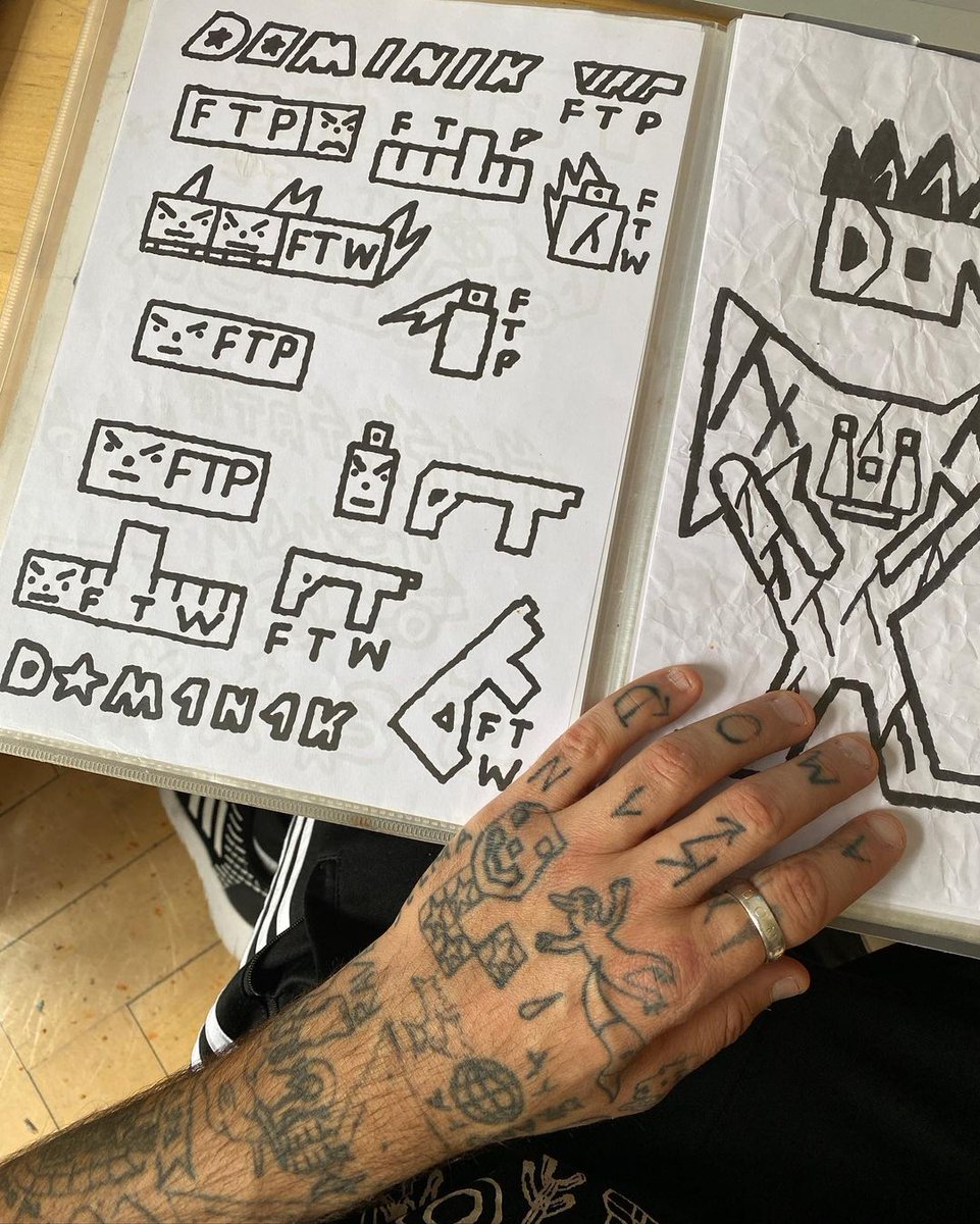 nftcenter_'s tweet photo. @dominiknft_ is an artist who is utilizing a wide range of media including text-based artwork, tattooing, painting, sculptural works, and clothes. He is also well known for traveling European cities as a tattooer since many years.