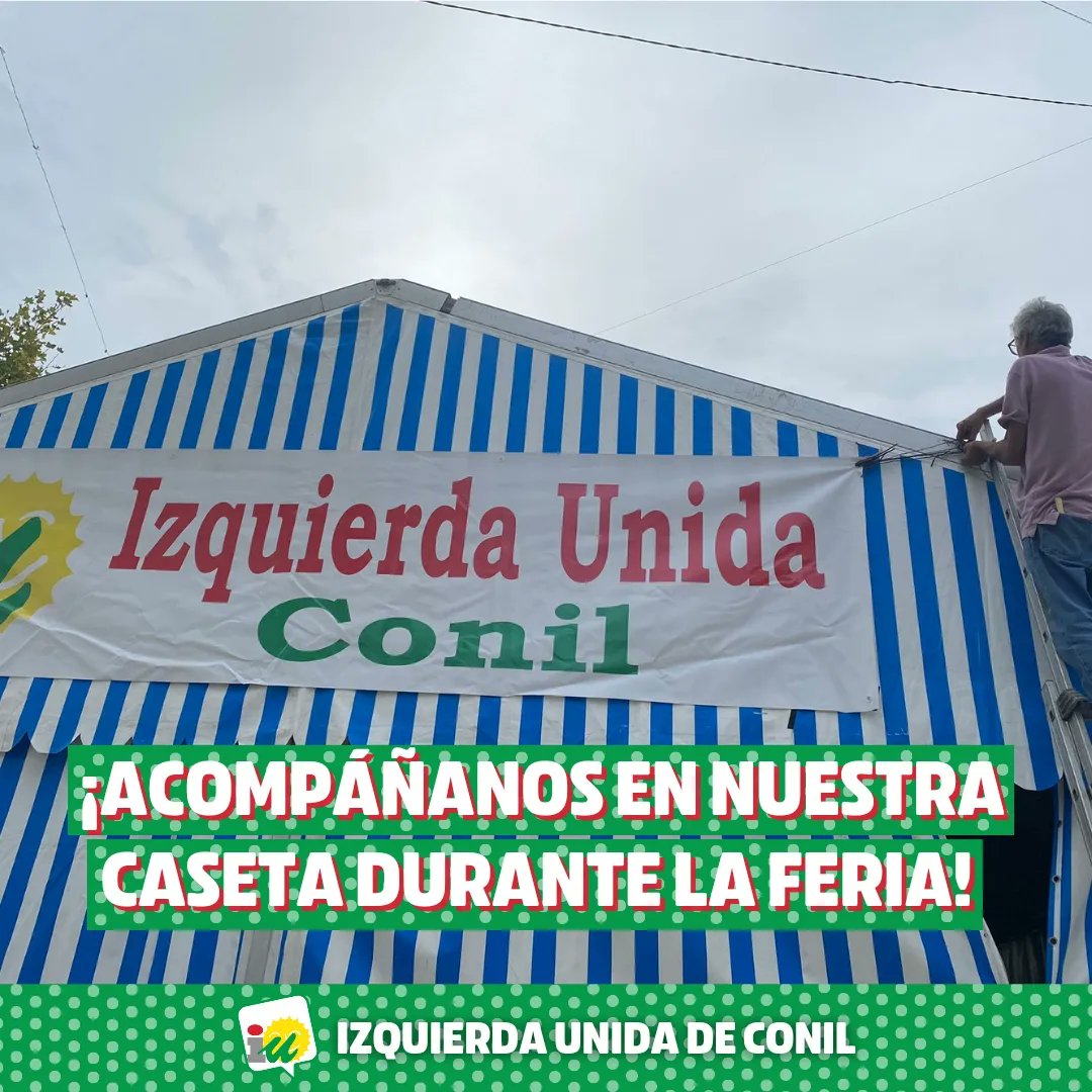 IUConil's tweet photo. 🎉 Lo tenemos casi todo preparado...
¡SÓLO NOS FALTAS TÚ!
Como es habitual, la #Feria de #LasVirtudes contará con la caseta de #IUConil, así que esperamos verte por ahí para disfrutar al máximo de estos días.
¡TE ESPERAMOS!🎊 https://t.co/Vhfm7DFWBi