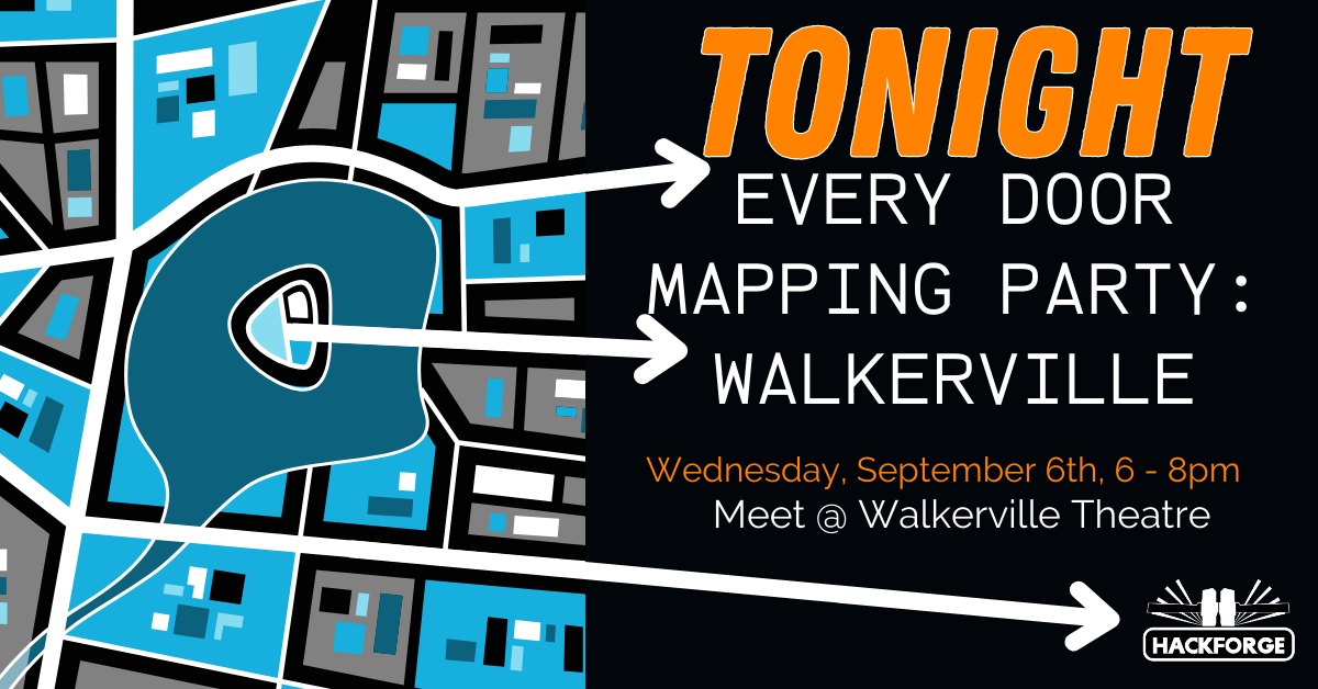 hackforge's tweet image. It's looking like the rain has moved on, so we're good to go for tonight's Mapping Party in #Walkerville!
Bring your mobile device and meet us in front of The Walkerville Theatre at 6pm for some micro-mapping exploration!
Full details here: eventbrite.ca/e/rescheduled-…