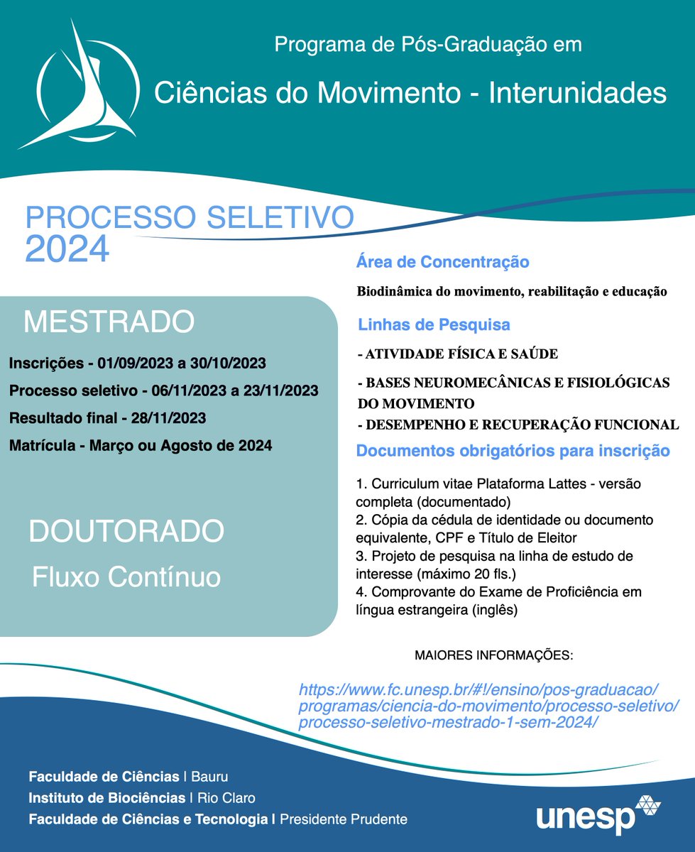 PPG em Ciências do Movimento - Unesp tweet media
