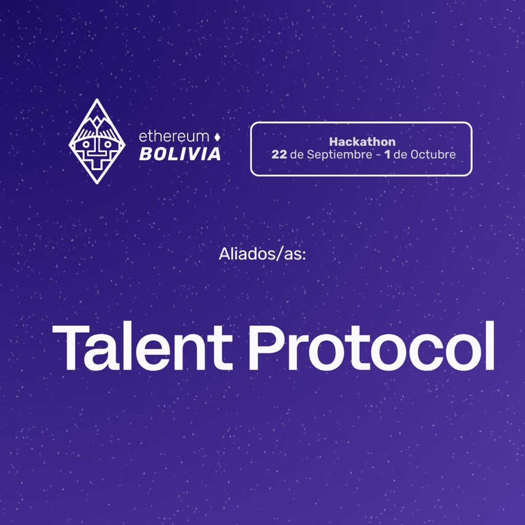 EthereumBo's tweet photo. 🥁 Nuevo aliado! 🥁
@TalentProtocol como uno de nuestros aliados en la Hackathon Ethereum Bolivia. Su experiencia y apoyo fortalecerán aún más nuestra búsqueda de soluciones innovadoras en blockchain. ¡Bienvenidos a bordo, equipo! 🚀💼 #HackathonEthereum #Innovación https://t.co/PjqxQqKWjH