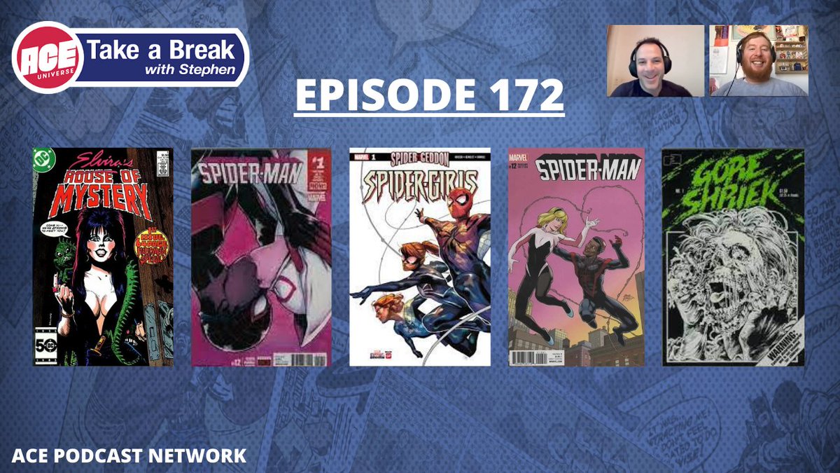 takeabreak_pod's tweet photo. It's time to "Take a Break with Stephen!" Watch as Stephen and Alex talk Spider-Gwen / Miles 1st Kiss, Elvira, Gore Shriek and Spider-Girls! 🎙

▶️: https://t.co/k3jgzw0HjA https://t.co/KWuHDN9wBx