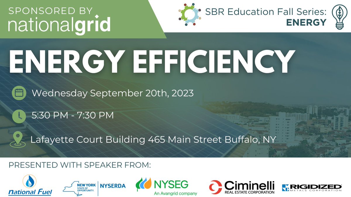 Join SBR and our panel of experts for 'Intro to Energy Efficiency Incentives' on September 20th. Register now:  secure.wnysustainablebusiness.org/event.jsp?even…