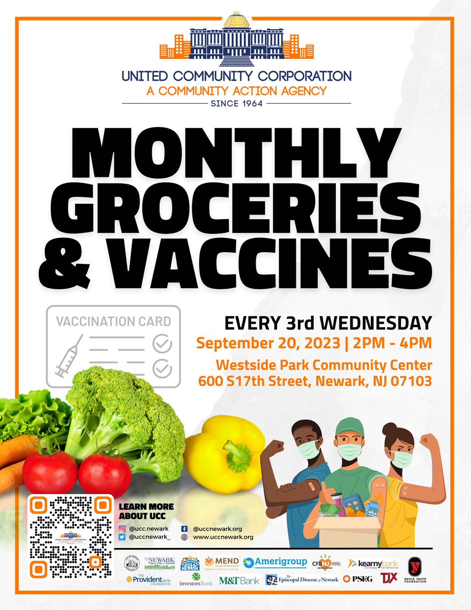 uccnewark_'s tweet photo. Join us September 20th at West Side Park Community Center in Newark for our Monthly Food and Vaccine Distribution!
#UCCCares #Newark #FoodDistribution #UCCNewark #Hunger #Community #Givingback https://t.co/wjb6VpDB1r