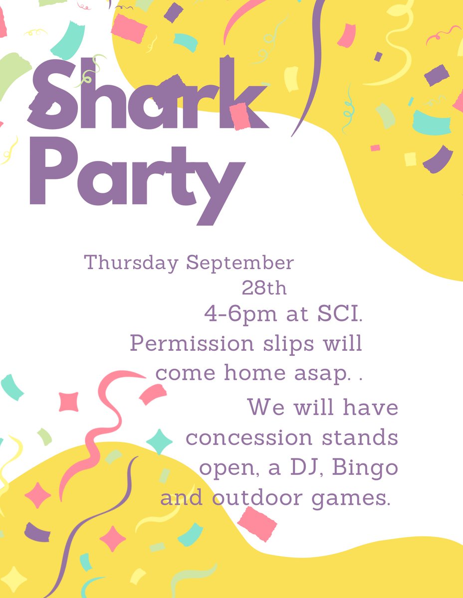 SCI_PTO's tweet image. Mark your calendar for Shark Party!